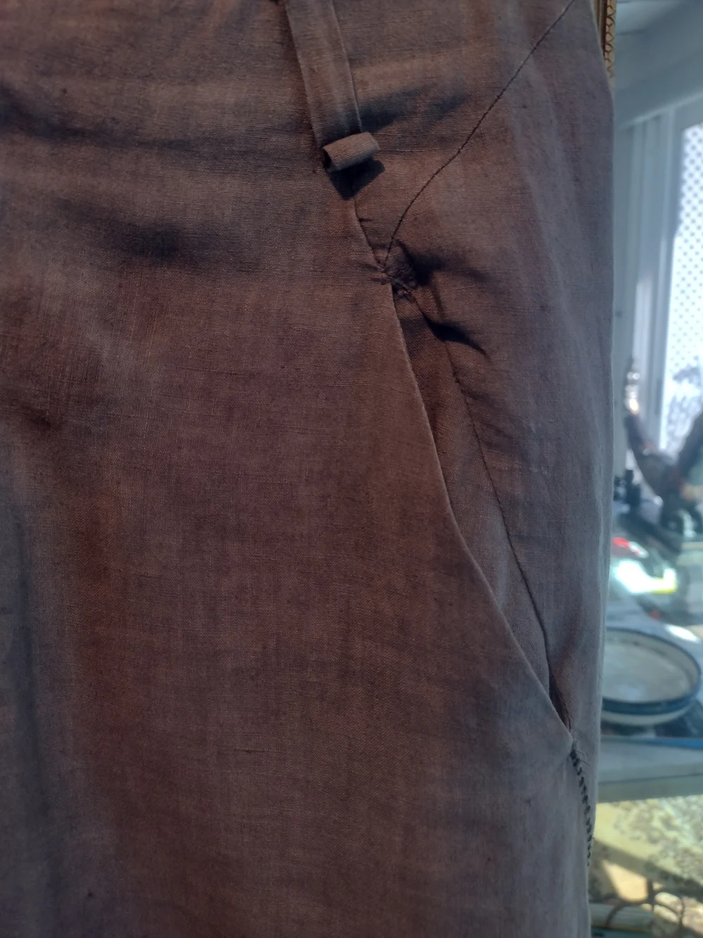 Men's Casual Linen-Blend Pants in Brown